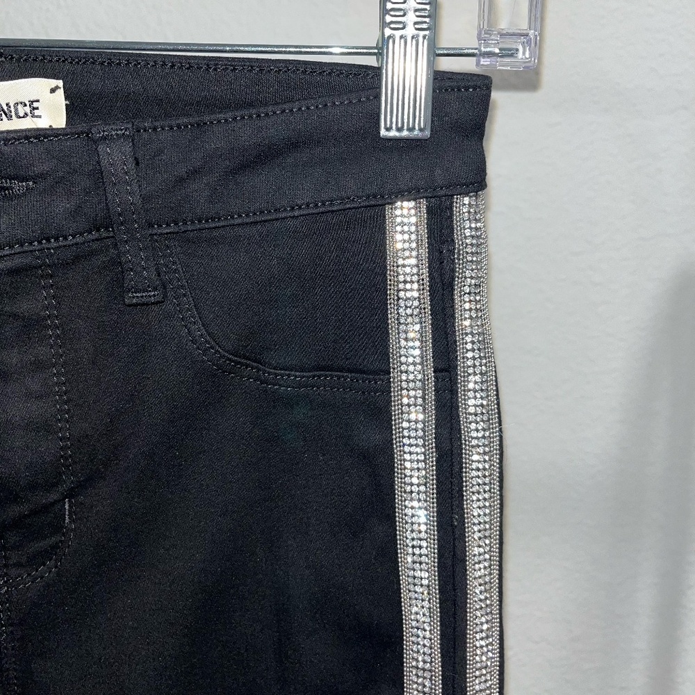 L'AGENCE | Margot Rhinestone Crystal-Stripe High-Rise Skinny Jeans in Black | 25 - Picture 10 of 14